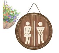 Bathroom Door Signs - Wooden Bathroom Door Sign Wall Art Decoration, Funny Wall Decoration for Office Shopping Mall Women Men School Farmhouse Classroom Guests Hotel