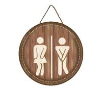 Bathroom Door Signs, Wooden Unisex Toilet Door Sign Toilet Decoration - Funny Wall Decoration for Office Shopping Mall Women Men School Farmhouse Classroom Guests Hotel