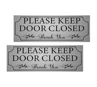 Bathroom Door Sticker 2pcs PVC Closed Sign Replacement Decal | Door Keep Closed Sign Sticker, Adhesive Please Keep Door Closed Sign, Black Minimalist Style