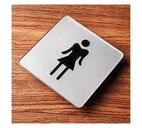 Bathroom Door/Wall Sign, 10X10Cm Wc Toilet Sign, Sit Squatting Caution Slippery Door Number Plates Signage(Women)