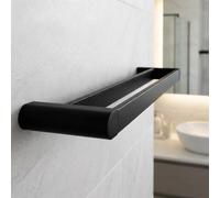 Bathroom Double Towel Rail Black Hanger Wall Mounted