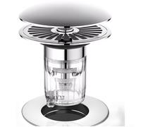 Bathroom Drain Stopper Replacement, Copper Pop-Up Drain Stopper with Bounce Core, Bath Basin Filter with Basket Hair Catcher for 33-40mm Pipe