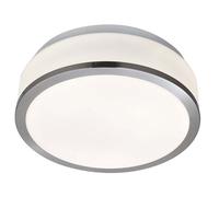 bathroom drum shape satin silver ceiling light with opal glass