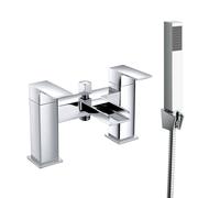 Bathroom Dual Handle Bath Filler Mixer Tap & Hand Held Shower Head Set Chrome