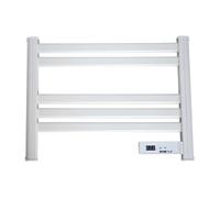Bathroom Electric Heated Towel Rail with Timer, Wall Mounted Plug-In Towel Warmer with Temperature Display (White)