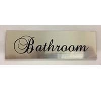 BATHROOM ENGRAVED ACRYLIC SIGN 110X35MM SIGN DOOR PUB CLUB HOTEL BAR RETAIL (SILVER)