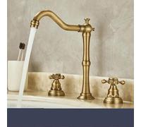 Bathroom European Style All Copper hot and Cold washbasin Three-Hole Faucet, Antique A2