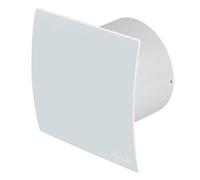 Bathroom Extractor Fan 100mm / 4" with Humidity Sensor Timer Non Return Valve and Curved Milk Glass Front Panel WED100HZ