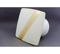 Bathroom Extractor Fan with Timer and humidistat 4" 100mm Cream with Golden Shiny Strips