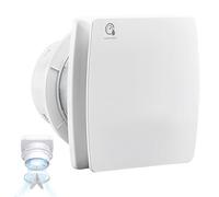Bathroom Fan 100 mm with Timer and Humidity Sensor, ≤34 dB Quiet and Powerful Exhaust Fan, 12 W 95 m³/h IPX4 Wall Fan with Backflow Flap, Install Ceiling Wall in Bathroom, Toilet, Kitchen