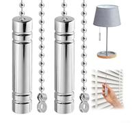 Bathroom Fan Light Pull Cord 2pcs, Black White Rope Pendant Toilet Pull Cord Switch 1 Metre Silver Bead Chain with Pendant
