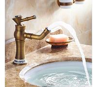 Bathroom Faucet Antique Bronze Finish Brass Basin Sink Faucet with Diamond Single Handle Water Taps (Color : B)