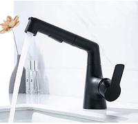 Bathroom Faucet, Bathroom Sink Taps, Hot and Cold Faucet,pressurized Pull,Bathroom Mixer Tap Single Handle Swivel Spout Solid Brass Mixer Bathroom Tap Faucet Vessel Faucet (Black A)