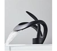 Bathroom Faucet Black Basin Brass Creative Grey Sink Mixer Tap Hot & Cold White Waterfall Faucet(Black)