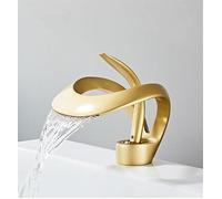 Bathroom Faucet Black Basin Brass Creative Grey Sink Mixer Tap Hot & Cold White Waterfall Faucet(Painted Brushed Gold)