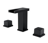 Bathroom Faucet Black Bathroom Sink Faucet Waterfall Basin Mixer Tap 3 Holes 2 Handle Lavatory Faucet Hot and Cold Water Brass Bathroom ?Vessel Sink Faucet Aerator Vanity Faucet
