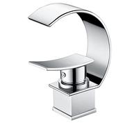 Bathroom Faucet Brass Bathroom Sink Faucet Waterfall Basin Mixer Tap Unique Single Handle Single Hole Lavatory Faucet with Hot and Cold Water Vanity Faucet,chrome plated