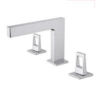 Bathroom Faucet, Brass Bathroom Sink Faucet with Waterfall Spout, Double Hollow Handle 3 Hole Basin Mixer Tap with Hot and Cold Water Deck Mounted Creative Lavatory Faucet,Chrome