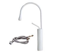 Bathroom Faucet Brass Single Hole Band Water Supply Hoses 360Degree Rotation Washbasin Faucet High Mixer Tap Single Handle -Black-B:45X21X5CM