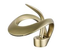 Bathroom Faucet,Brass Waterfall Widespread Single Handle One Hole Bathroom Tap with Hot and Cold Switch (Gold)