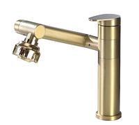 Bathroom Faucet Champagne Gold 1080 Degree Swivel Wash Basin Sink Faucet 1 Handle Wide Angle Spray Spout Universal Extender Spout Swivel Filter Splash 2 Modes Water Outlet