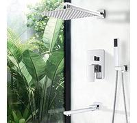 Bathroom Faucet Chrome Rain Shower Head Shower Faucet Wall Mounted Bathtub Bath Mixer Tap Beauty Bathroom Set Shower,One Color-8inch 3Way A