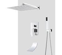 Bathroom Faucet Chrome Rain Shower Head Shower Faucet Wall Mounted Bathtub Bath Mixer Tap Beauty Bathroom Set Shower,One Color-8inch 3Way A