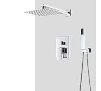 Bathroom Faucet Chrome Rain Shower Head Shower Faucet Wall Mounted Bathtub Bath Mixer Tap Beauty Bathroom Set Shower System-8-Inch 2-Way,