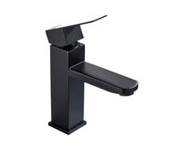 Bathroom Faucet Deck Mounted Short/Tall Basin Sink Mixer Tap Minimalist Brass Countertop Hot Cold Water Crane(Matte Black Short)
