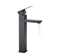 Bathroom Faucet Deck Mounted Short/Tall Basin Sink Mixer Tap Minimalist Brass Countertop Hot Cold Water Crane(Matte Black High)