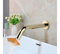 Bathroom Faucet Gold Wall Mount Sensor Faucet Automatic Hands Free Touch Sensor Bathroom Sink Tap(Gold)