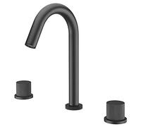 Bathroom Faucet Hot and Cold Water tap Brass Bathroom Sink Faucet 2 Handle 3 Holes Basin Mixer Tap Widespread Lavatory Faucet,Black