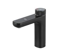 Bathroom Faucet, Intelligence Temperature Digital Display Faucet, Bathroom LED Solid Brass Faucets Cold&Hot Water Mixer Tap for Vanity(Black-Plug in)