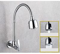 Bathroom Faucet,Into The Wall Water-tap Can Spin Mop Pool Single Cold Taps Kitchen Hang On The Wall Sink Faucets Basin Faucet,Sink Faucet,Copper Vessel Faucet (Silver)