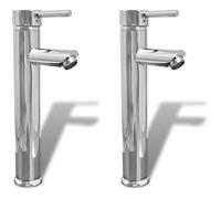 Bathroom Faucet Mixer Taps 2 Pcs Chrome Vidaxl