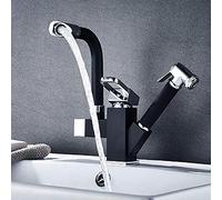 Bathroom Faucet Pull Type Kitchen Water-tap Cold Heat Water Wash Basin Faucet No Dead Ends 360°Rotation Kitchen Sink Flower Sprinkle Tap Vessel Faucet (Square)