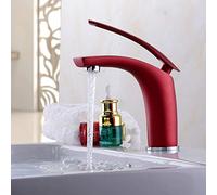 Bathroom Faucet Red Brass Sink Mixer Tap - Single Handle Waterfall Faucet for Hot & Cold Water