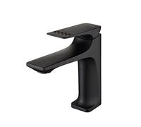Bathroom Faucet, Single Handle Bathroom Sink Faucet Deck Mount Vessel Faucet Single Hole Brass Rv Lavatory Sink Faucet with Supply Hose (Black)