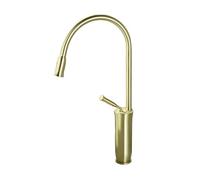 Bathroom Faucet Single Handle Single Hole Bathroom Sink Faucet Brass Basin Mixer Tap Deck Mount Vessel Sink Faucet Brushed Gold Basin Faucet with Hot and Cold Water Hose,Type A