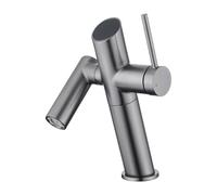 Bathroom Faucet Single Hole, Faucet for Bathroom Sink, 2 Modes Bathroom Faucet Brass, RV Vanity Basin Sink Faucet Deck Mount Basin Mixer Tap,Gun Grey