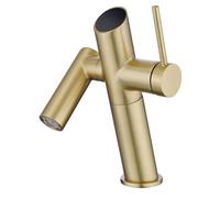 Bathroom Faucet Single Hole, Faucet for Bathroom Sink, 2 Modes Bathroom Faucet Brass, RV Vanity Basin Sink Faucet Deck Mount Basin Mixer Tap,Brushed Gold
