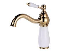 Bathroom Faucet Taps Full Copper Bathroom Washbasin Hot and Cold Natural Jade Faucet Household Bathroom Countertop Basin Faucet, Golden Low