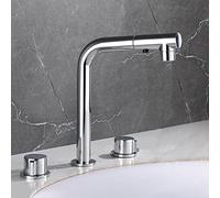 Bathroom Faucet Three Hole Pull Double Handle Split Type Hot Water and Cold Water Bathroom Sink Faucet-D(C)
