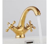 Bathroom Faucet, Vintage Double Handle Swivel Basin Sink Hot Cold Mixing Tap, For Kitchen And Bathroom, Brass Vintage Taps(Gold)