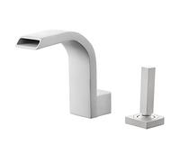 Bathroom Faucet Waterfall Bathroom Sink Faucet 2 Holes Basin Mixer Tap Brass Lavatory Faucet Single Handle Bathroom Vessel Sink Faucet Hot and Cold Water Vanity Faucet,White