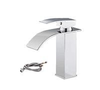Bathroom Faucet Waterfall Matte Black Modern Single Hole Washbasin Mixer Tap High Handle-Black-A:17.2x6x18.3cm(Silver,A:17.2x6x18.3cm)