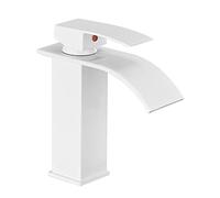 Bathroom Faucet Waterfall White Hot and Cold Brass Single Hole Basin Tap-B