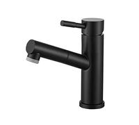 Bathroom Faucet with Pull Down Sprayer Dual Mode Hot & Cold Stainless Steel Single Handle Multifunctional Retractable Sink Faucet with Pull Out Sprayer,Black High (Color : Black high)