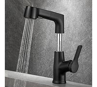 Bathroom Faucet with Pull Out Sprayer, Sink Dual Function Basin, Single Hole, Handle for Hot and Cold Water,Black