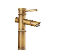 Bathroom faucets Waterfall Faucet Single Hole Retro Brass Sink Faucet Lavatory Faucet Single Handle Vintage Antique Brass Bathroom Faucet for Sink,Antique A (Color : Antique C)